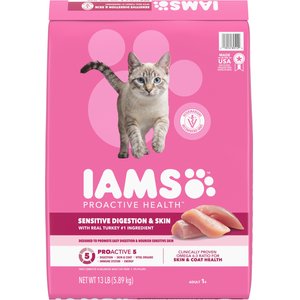 Iams Proactive Health Sensitive Digestion & Skin Turkey Dry Cat Food, 13-lb bag