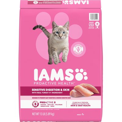 Iams Iams Proactive Health Sensitive Digestion & Skin Turkey Dry Cat Food, 26-lb bundle
