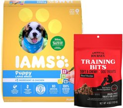 Iams ProActive Health Smart Puppy Large Breed Dry Food, 30.6-lb bag + American Journey Beef Recipe Grain-Free Soft & Chewy Training Bits Dog Treats