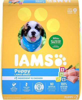 Show full view: Iams ProActive Health Smart Puppy Large Breed Dry Food, 30.6-lb bag + American Journey Beef Recipe Grain-Free Soft & Chewy Training Bits Dog Treats slide 2 of 9