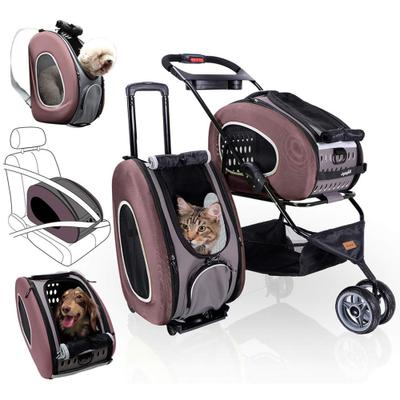 Show full view: Ibiyaya 5-in-1 Combo EVA Airline-Approved Dog & Cat Carrier & Stroller, Brown slide 1 of 9