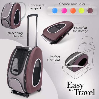 Show full view: Ibiyaya 5-in-1 Combo EVA Airline-Approved Dog & Cat Carrier & Stroller, Brown slide 3 of 9