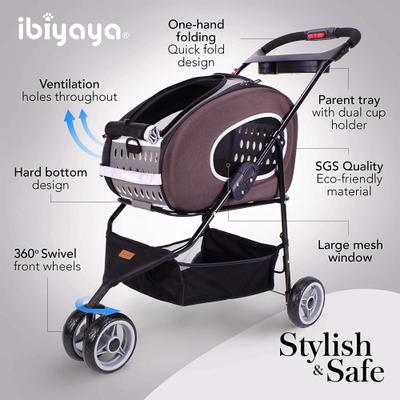 Show full view: Ibiyaya 5-in-1 Combo EVA Airline-Approved Dog & Cat Carrier & Stroller, Brown slide 4 of 9