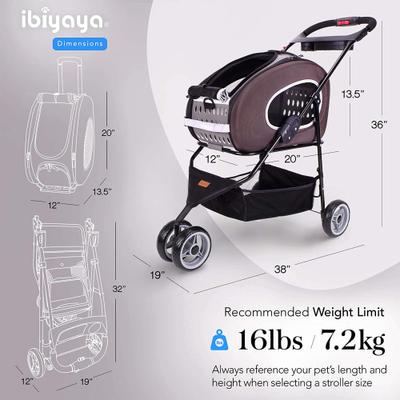 Show full view: Ibiyaya 5-in-1 Combo EVA Airline-Approved Dog & Cat Carrier & Stroller, Brown slide 7 of 9