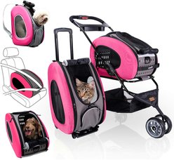 Ibiyaya 5-in-1 Combo EVA Airline-Approved Dog & Cat Carrier & Stroller, Pink