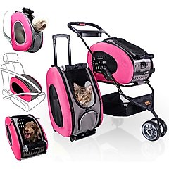 Ibiyaya 5-in-1 Combo EVA Airline-Approved Dog & Cat Carrier & Stroller, Pink