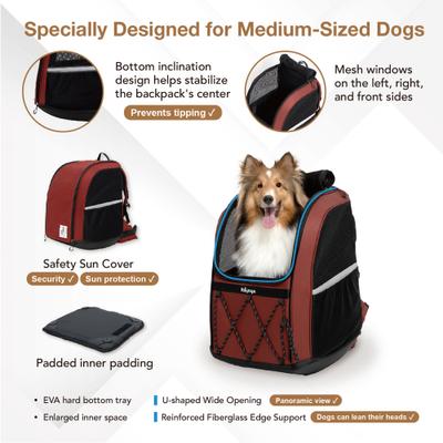 Show full view: Ibiyaya Champion Large Backpack Dog Carrier, Maroon slide 4 of 10