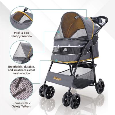 Show full view: Ibiyaya Cloud 9 Dog & Cat Pet Stroller, Mustard Yellow, Small slide 2 of 8