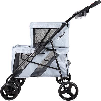 Show full view: Ibiyaya Double Decker Bus Dog & Cat Stroller, Silver/Gray slide 2 of 9
