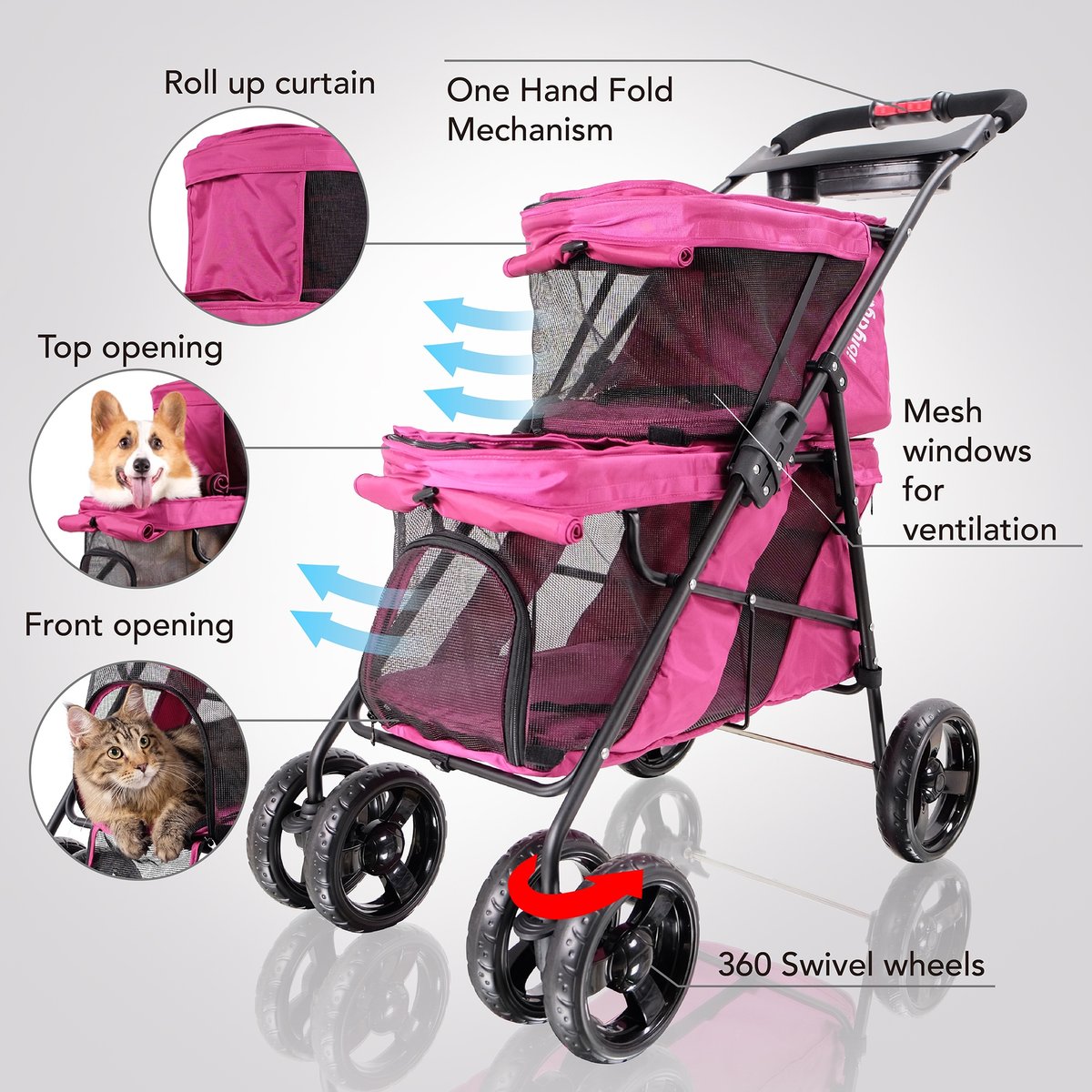 Ibiyaya Happy Bicycle Dog & Cat Stroller