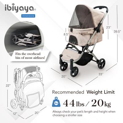 Show full view: Ibiyaya Evolution Speedy Fold Buggy Dog & Cat Stroller, Oatmeal Tan slide 7 of 11