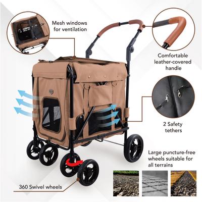 Show full view: Ibiyaya Gentle Giant Pet Wagon Cat & Dog Stroller, Dirty Peach, Large slide 3 of 7