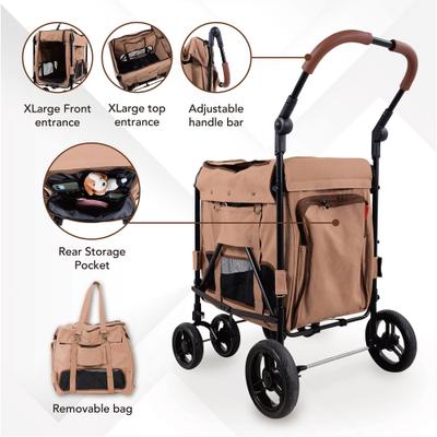 Show full view: Ibiyaya Gentle Giant Pet Wagon Cat & Dog Stroller, Dirty Peach, Large slide 4 of 7