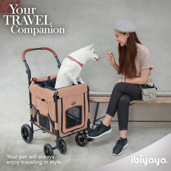 Ibiyaya Gentle Giant Pet Wagon Cat & Dog Stroller, Dirty Peach, Large