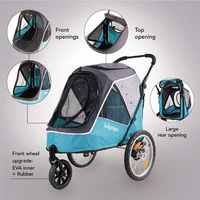 Show full view: Ibiyaya Happy Dog & Cat Stroller, Medium, Ocean Blue slide 3 of 9