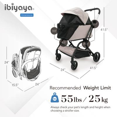 Show full view: Ibiyaya InstaCollapse Detachable Dog & Cat Stroller, Taupe slide 6 of 9
