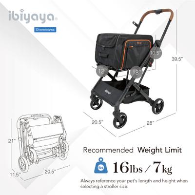 Show full view: Ibiyaya JetPaw: 3-in-1 Pet Stroller with Removable Airline-Approved Dog Carrier slide 7 of 12