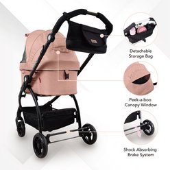 Ibiyaya New CLEO Travel System Cat & Dog Stroller, Medium, Coral Pink slide 2 of 7