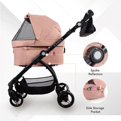 Show full view: Ibiyaya New CLEO Travel System Cat & Dog Stroller, Medium, Coral Pink slide 3 of 9