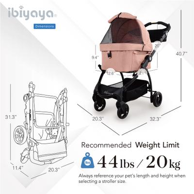 Show full view: Ibiyaya New CLEO Travel System Cat & Dog Stroller, Medium, Coral Pink slide 6 of 9