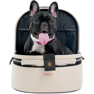 Ibiyaya Ibiyaya Panorama Zipper-Free Small Pet Travel Carrier, Buttermilk