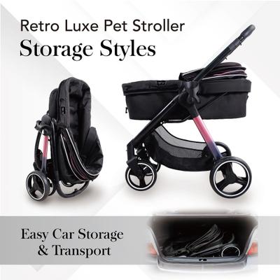 Show full view: Ibiyaya Retro Luxe Cat & Dog Stroller, Large, Black slide 6 of 11