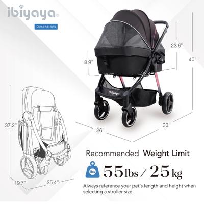 Show full view: Ibiyaya Retro Luxe Cat & Dog Stroller, Large, Black slide 7 of 11