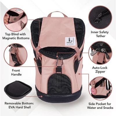 Show full view: Ibiyaya Ultralight Pro Backpack Dog & Cat Carrier, Small, Coral Pink slide 4 of 8