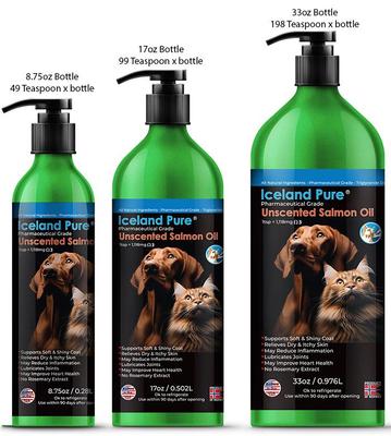 Show full view: Iceland Pure Pet Products Unscented Pharmaceutical Grade Salmon Oil Liquid Dog & Cat Supplement, 17-fl oz bottle slide 6 of 7