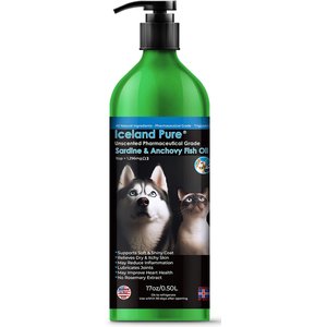 Iceland Pure Pet Products Unscented Pharmaceutical Grade Sardine & Anchovy Oil Liquid Dog & Cat Supplement, 17-fl oz bottle
