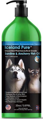 Show full view: Iceland Pure Pet Products Unscented Pharmaceutical Grade Sardine & Anchovy Oil Liquid Dog & Cat Supplement, 33-fl oz bottle slide 1 of 7