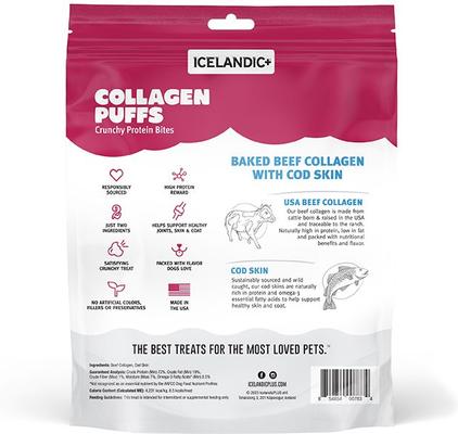 Show full view: Icelandic+ Beef Collagen & Fish Puffs Bites Dehydrated Dog Treats, 2.5-oz bag slide 3 of 3