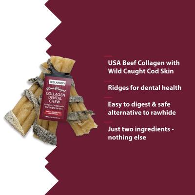 Show full view: Icelandic+ Beef Collagen with Wrapped Fish 8-in Dental Chew Dog Treat slide 6 of 7