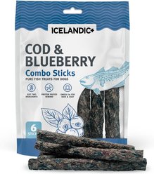 Icelandic+ Cod & Blueberry Combo Sticks Dog Treats, 6 count