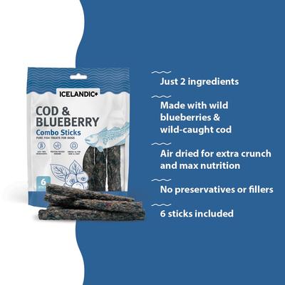 Show full view: Icelandic+ Cod & Blueberry Combo Sticks Dog Treats, 6 count slide 5 of 7