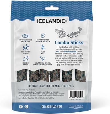 Show full view: Icelandic+ Cod & Blueberry Combo Sticks Dog Treats, 6 count slide 3 of 7