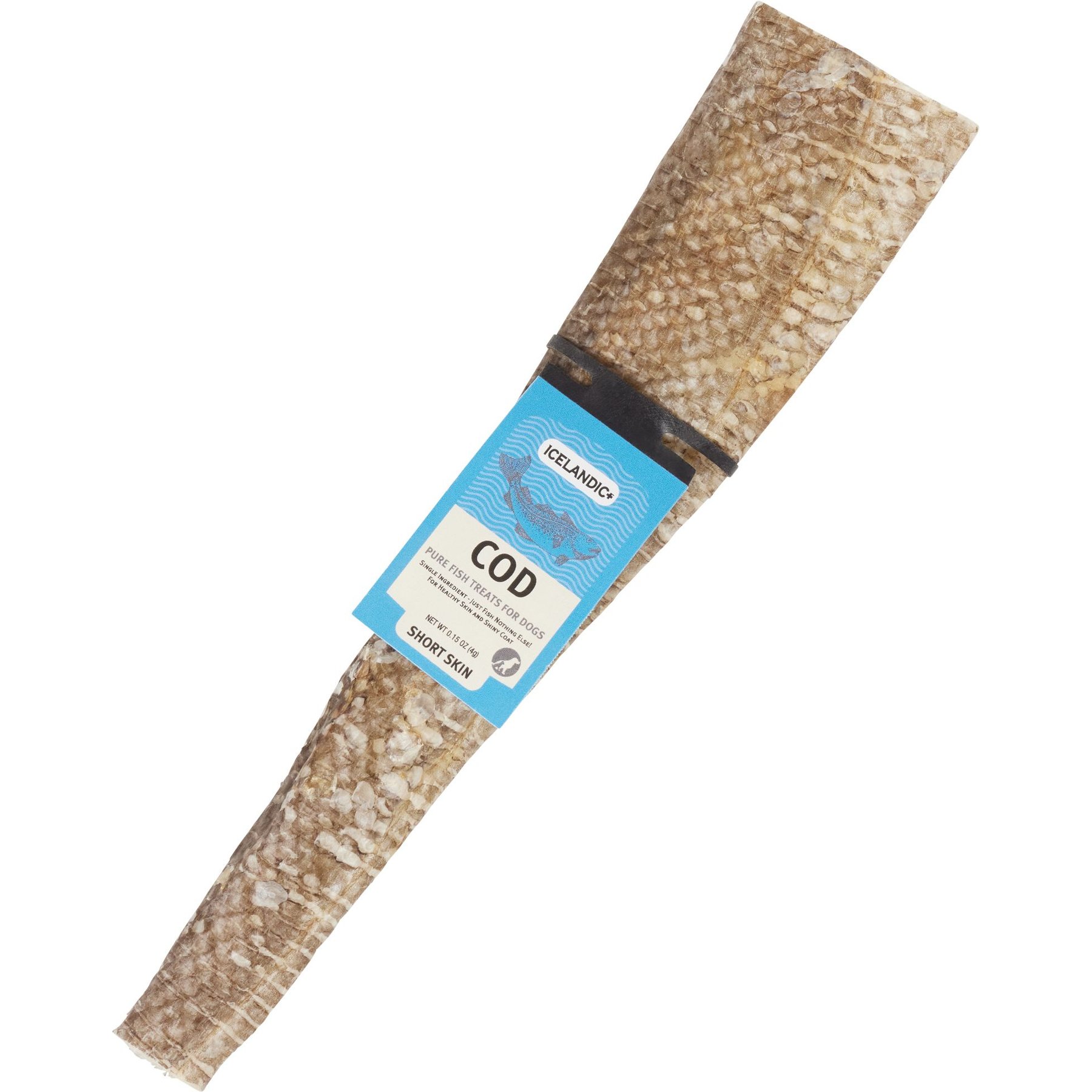 Icelandic+ Cod Short Skin Strips Fish Dog Treat, 6 count bundle