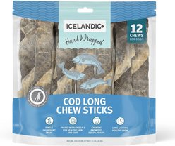 Icelandic+ Cod Skin 10-inch Hand Wrapped Natural Dog Chew, 12 count