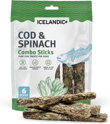 Icelandic+ Cod & Spinach Combo Sticks Dog Treats, 6 count