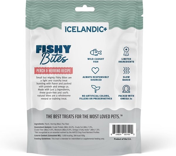 Icelandic+ Fishy Bites Perch & Herring Recipe Dog Treats, 2-oz bag