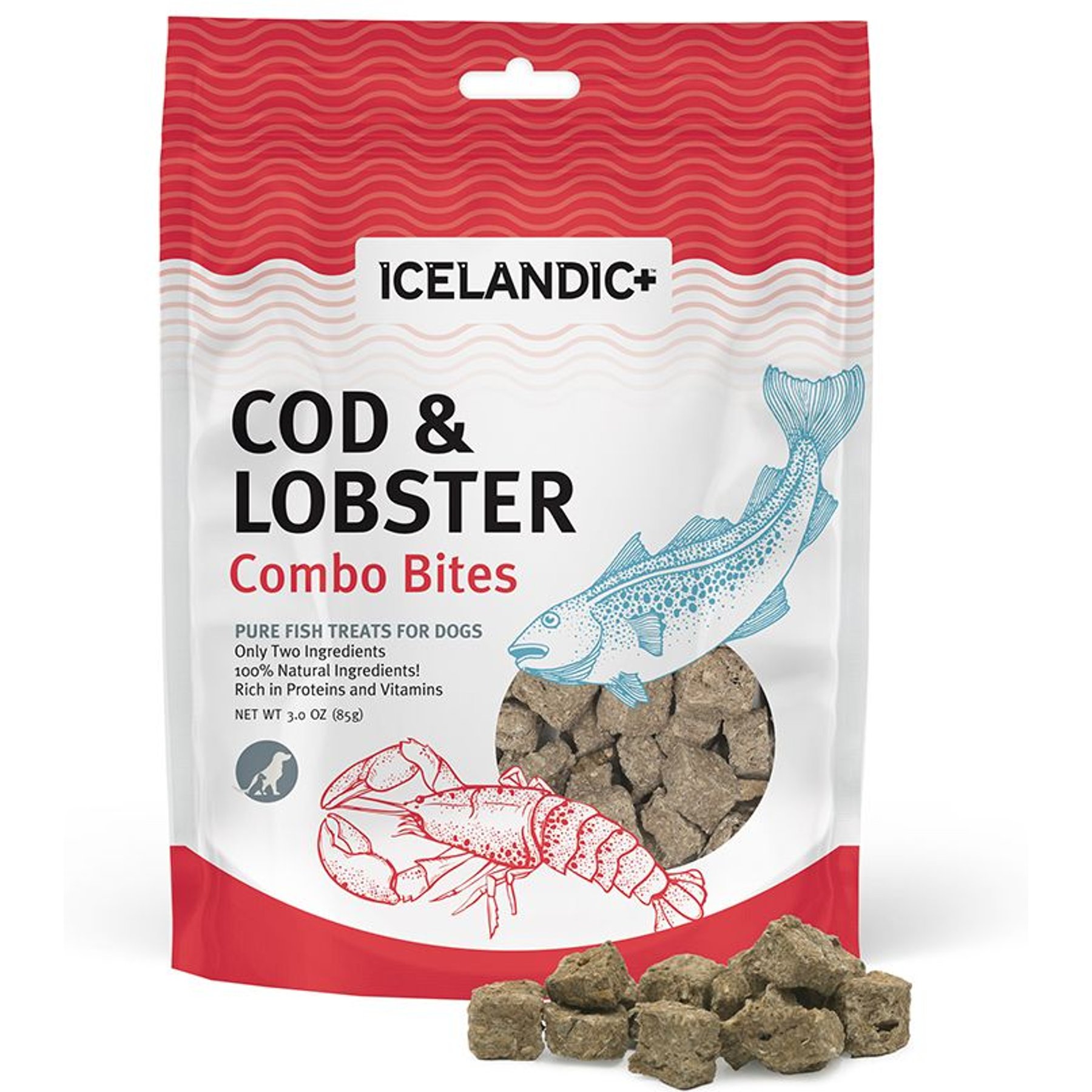 Icelandic+ Grain-Free Cod & Lobster Combo Bites Dog Treats, 3-oz bag