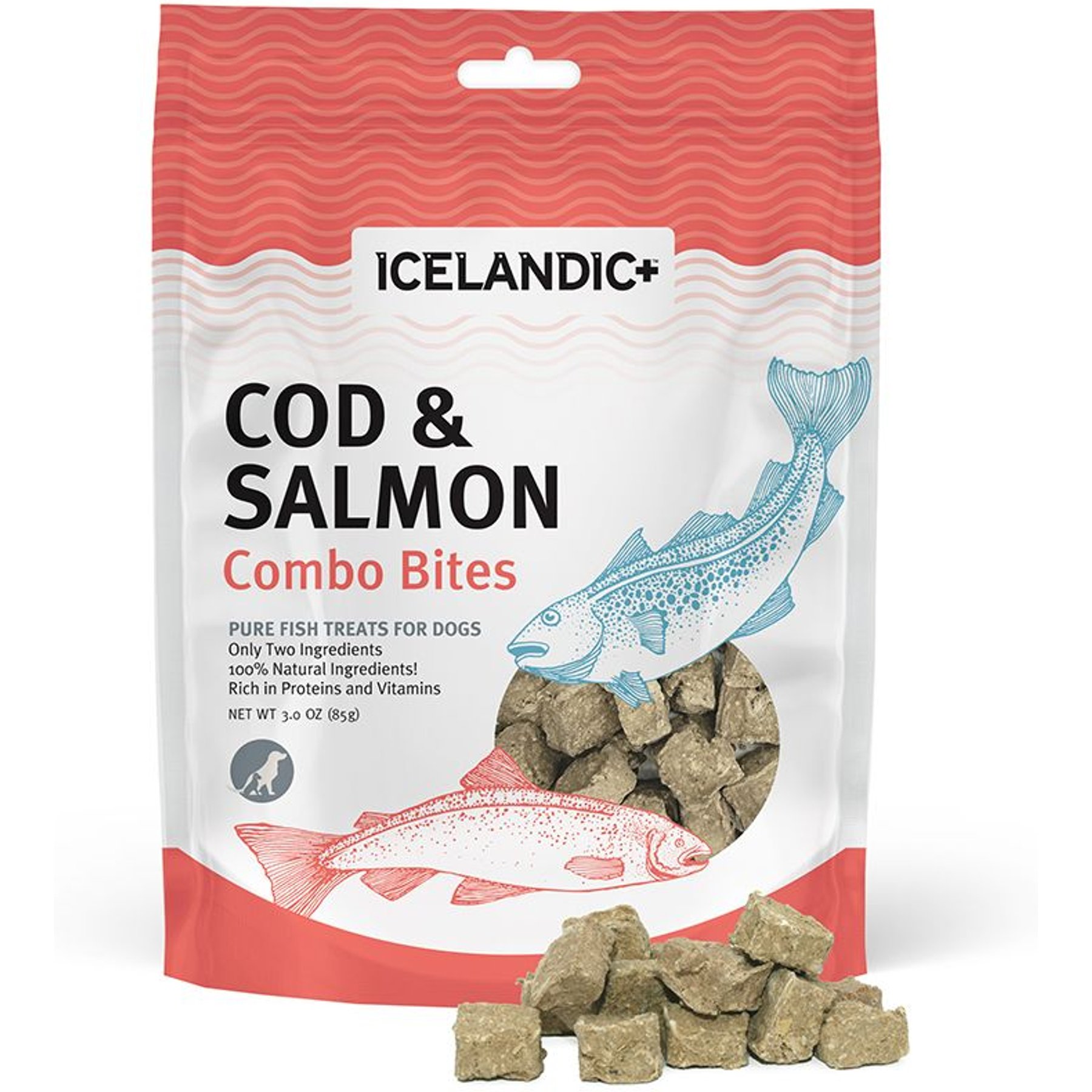 Icelandic+ Grain-Free Cod & Salmon Combo Bites Dog Treats, 3-oz bag
