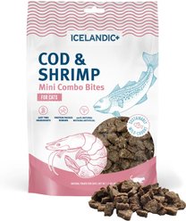 Icelandic+ Grain-Free Mini Cod & Shrimp Combo Bites Adult Crunchy Cat Treats, 1.7-oz bag