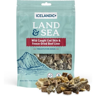 Icelandic+ Icelandic+ Land & Sea Cod Skin & Beef Liver Freeze-Dried Dog Treats, 2.4-oz bag