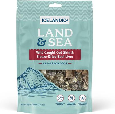Show full view: Icelandic+ Land & Sea Cod Skin & Beef Liver Freeze-Dried Dog Treats, 2.4-oz bag slide 8 of 8