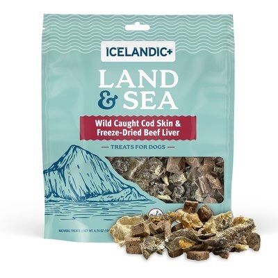 Icelandic+ Icelandic+ Land & Sea Cod Skin & Beef Liver Freeze-Dried Dog Treats, 6.75-oz bag