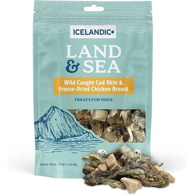 Icelandic+ Icelandic+ Land & Sea Cod Skin & Chicken Breast Freeze-Dried Dog Treats, 2.4-oz bag