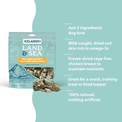 Icelandic+ Land & Sea Cod Skin & Chicken Breast Freeze-Dried Dog Treats, 2.4-oz bag slide 2 of 6