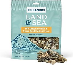 Icelandic+ Land & Sea Cod Skin & Chicken Breast Freeze-Dried Dog Treats, 6.75-oz bag