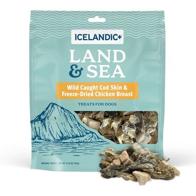 Icelandic+ Icelandic+ Land & Sea Cod Skin & Chicken Breast Freeze-Dried Dog Treats, 6.75-oz bag